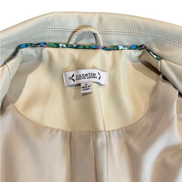 Nanette Lepore‎ Cream Faux Leather Jacket - Picture 5 of 9